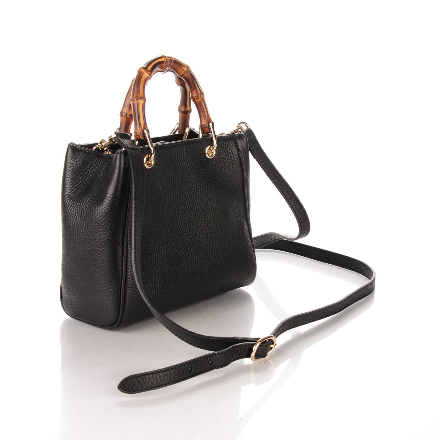 Cellarius Calfskin Mini Bamboo Shopper Tote Black