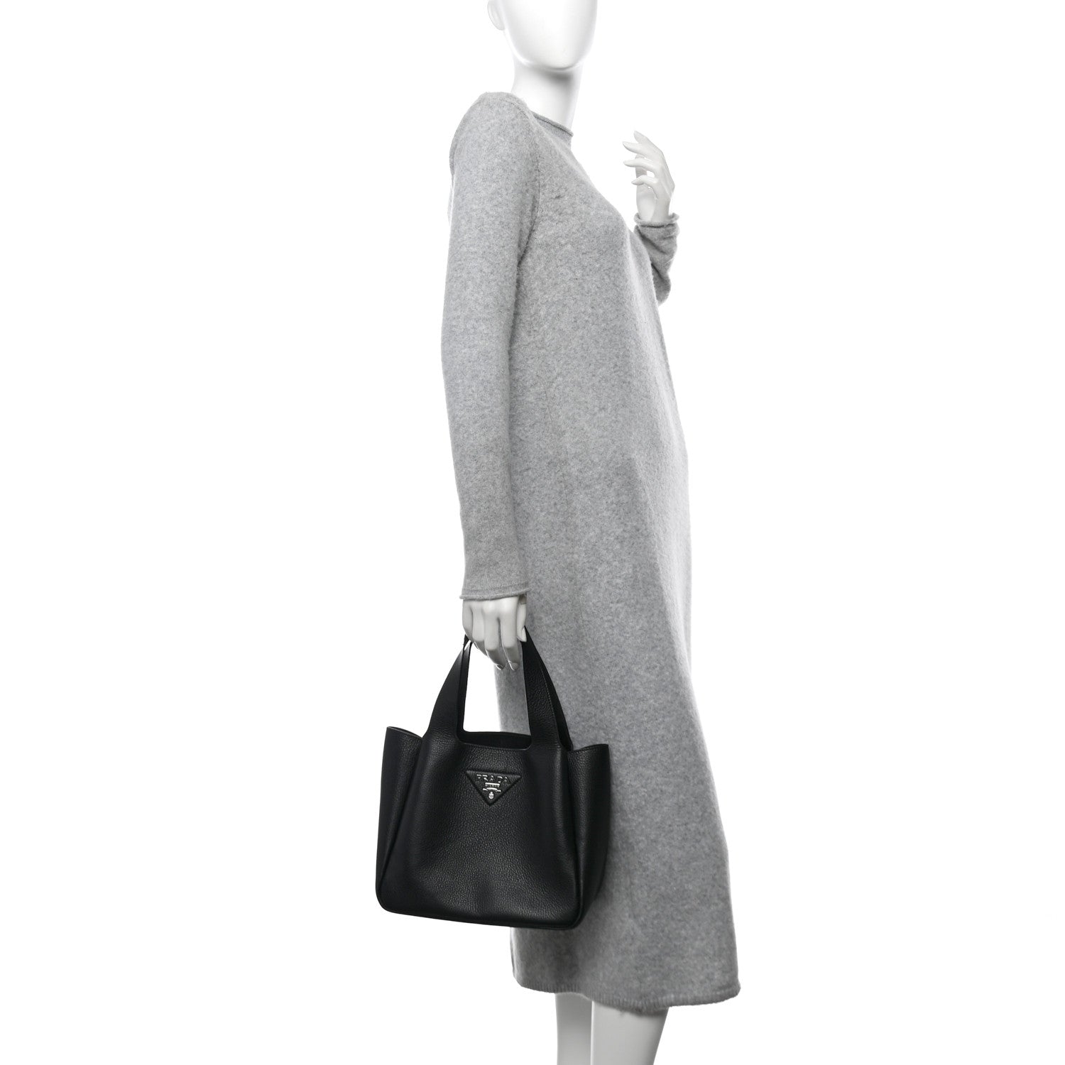 Prada Vitello Daino Soft Medium Dynamique Tote Black 2 of 10