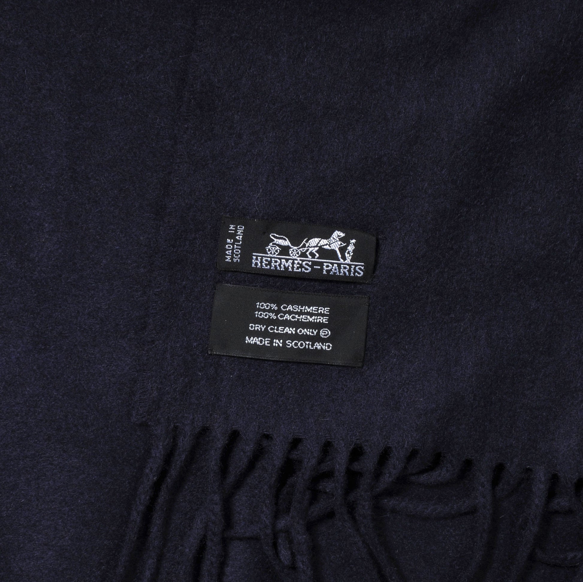 Hermes Cashmere Broderie Scarf Navy 4 of 4