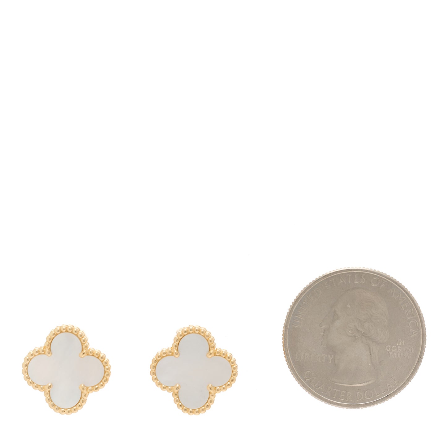 18K Yellow Gold Mother of Pearl Vintage Alhambra Earrings