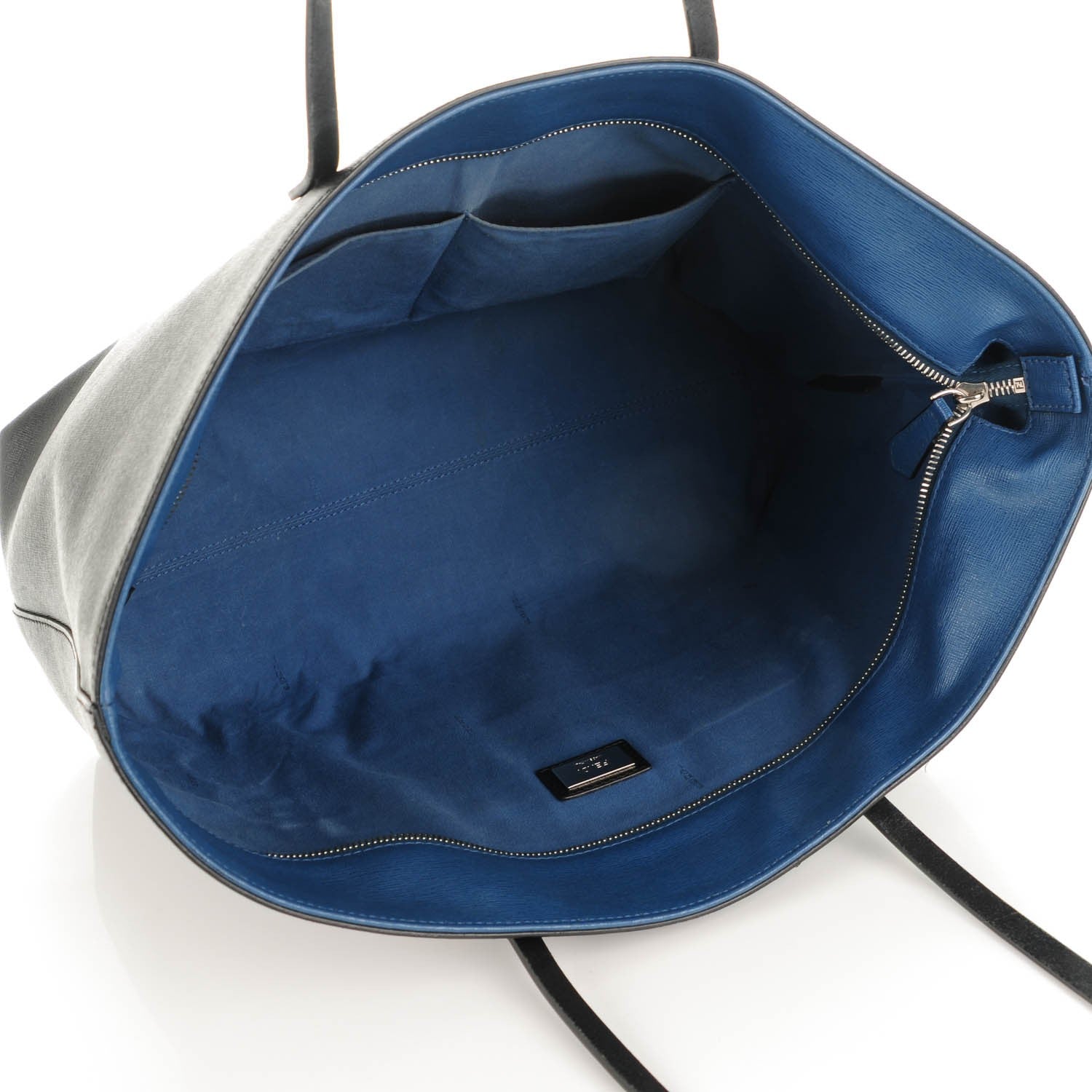 Fendi Vitello Elite Cuoio Monster Buggies Medium Roll Tote Black Multicolor Blue Cobalto 5 of 8