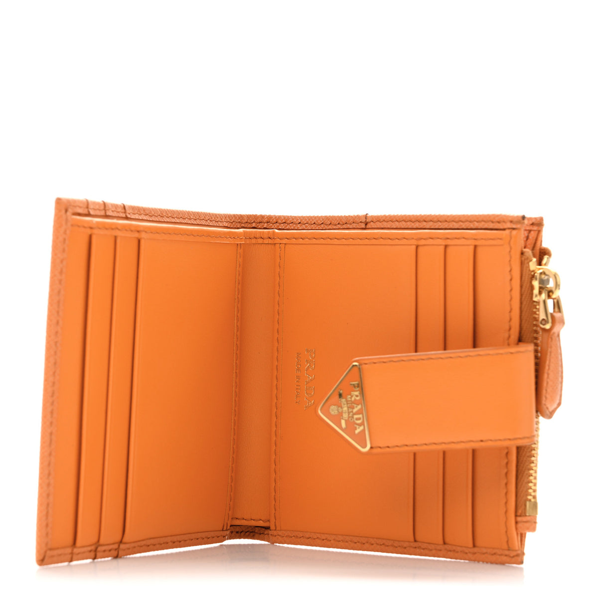 Prada Calfskin Small Triangle Wallet Ambra 5 of 10