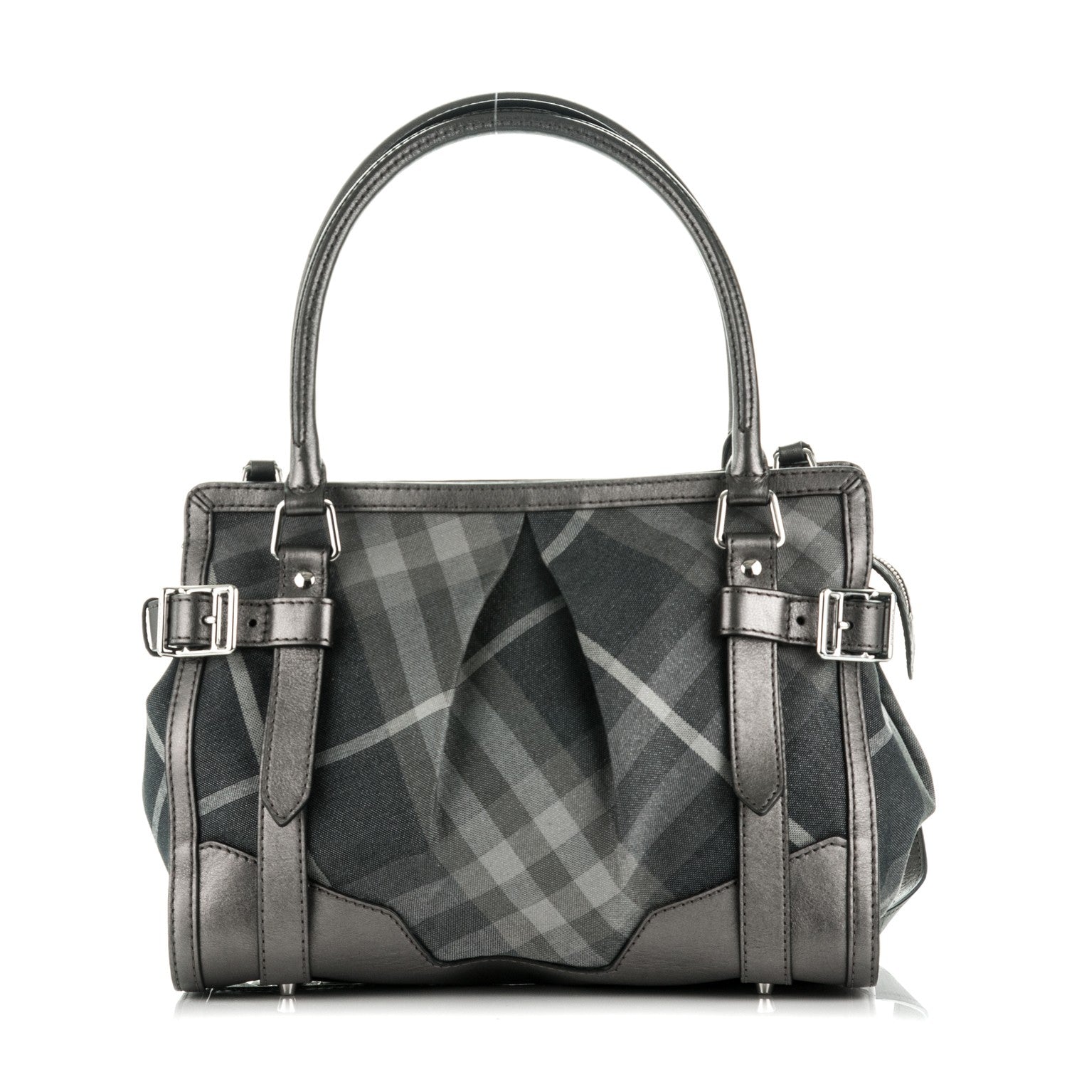 Burberry Shimmer Check Pilgrim Satchel Pewter 2 of 15