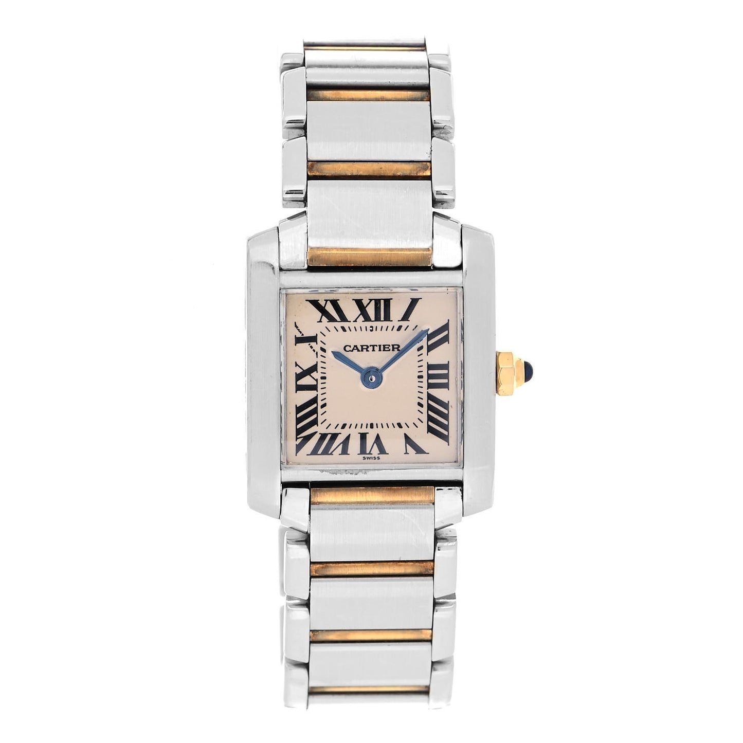 Stainless Steel 18K Yellow Gold 20mm Tank Francaise Quartz Watch