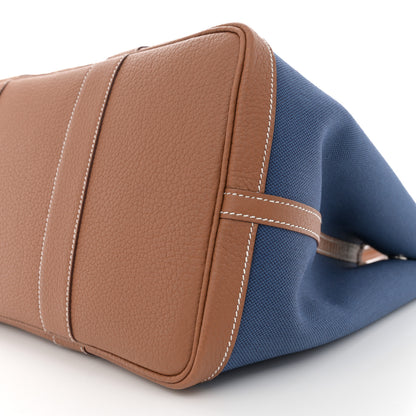 Hermes Toile Militaire Vache Country Garden Party Tote 36 MM Bleu France Gold 10 of 10
