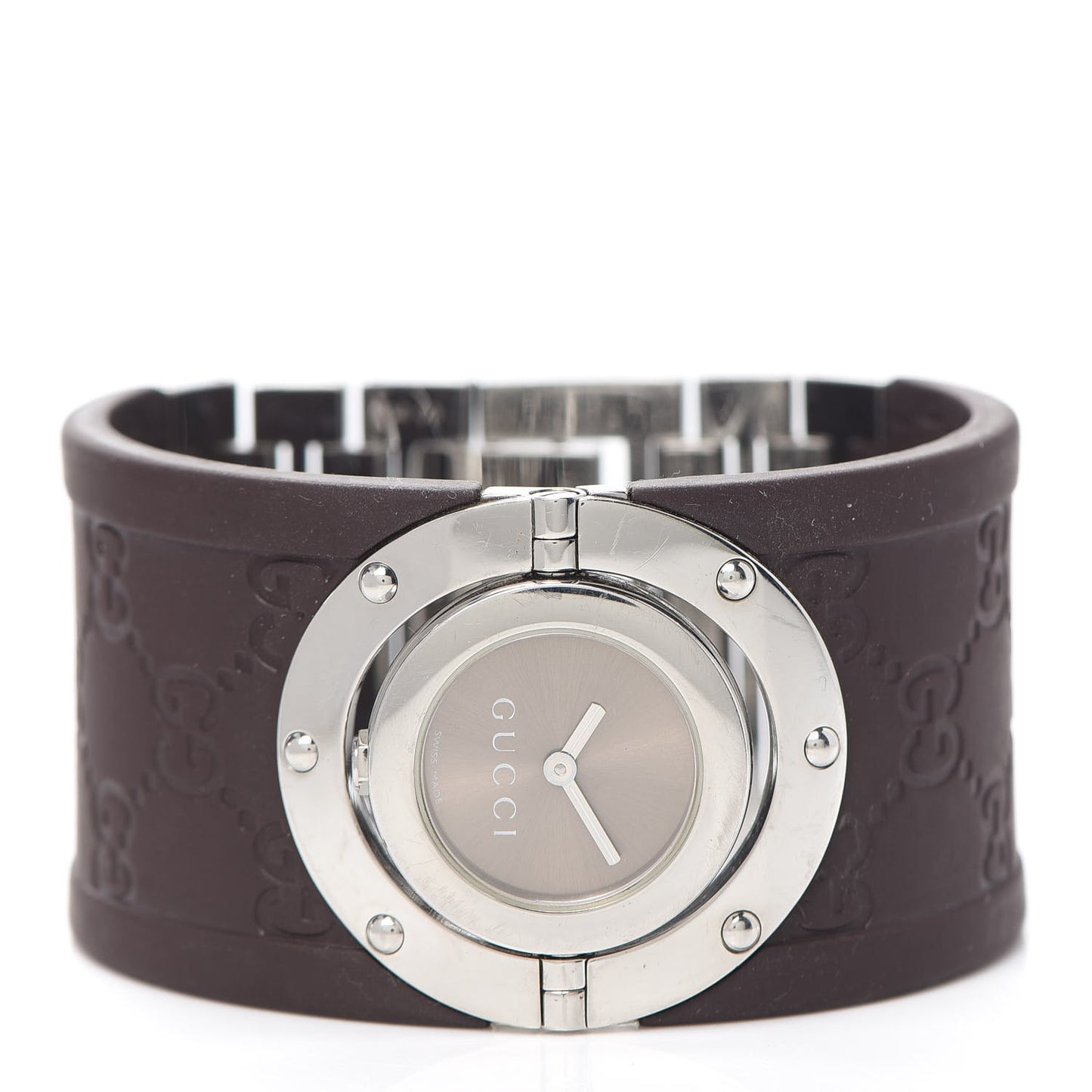 Stainless Steel Rubber 33mm Twirl Quartz Watch Brown