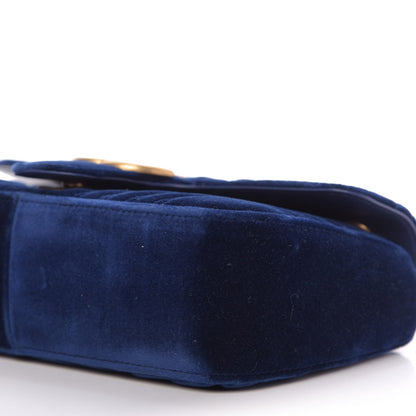 Gucci Velvet Matelasse Small GG Marmont Shoulder Bag Cobalt Blue 8 of 10