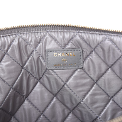 Chanel Lambskin Quilted Large Boy Zip Pouch Grey 8 of 11