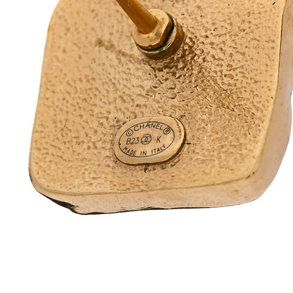Chanel Resin CC Square Earrings Gold Pink 4 of 5