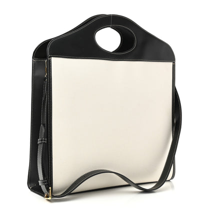 Burberry Canvas Smooth Calfskin Two Tone Medium Pocket Bag Natural Black 3 of 10