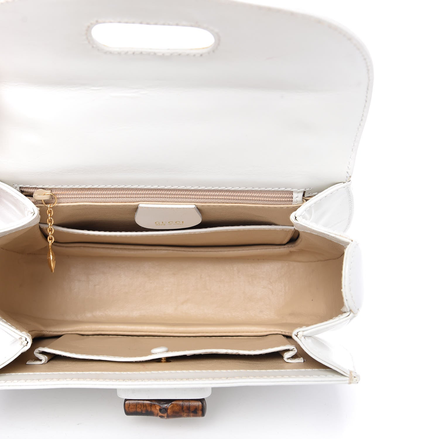Gucci Calfskin Bamboo Top Handle Bag White 5 of 14