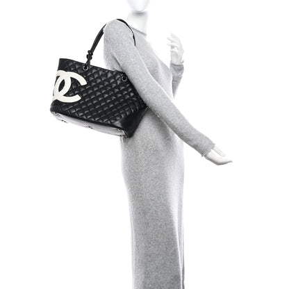 Chanel Calfskin Quilted Large Cambon Tote Black White 2 of 13