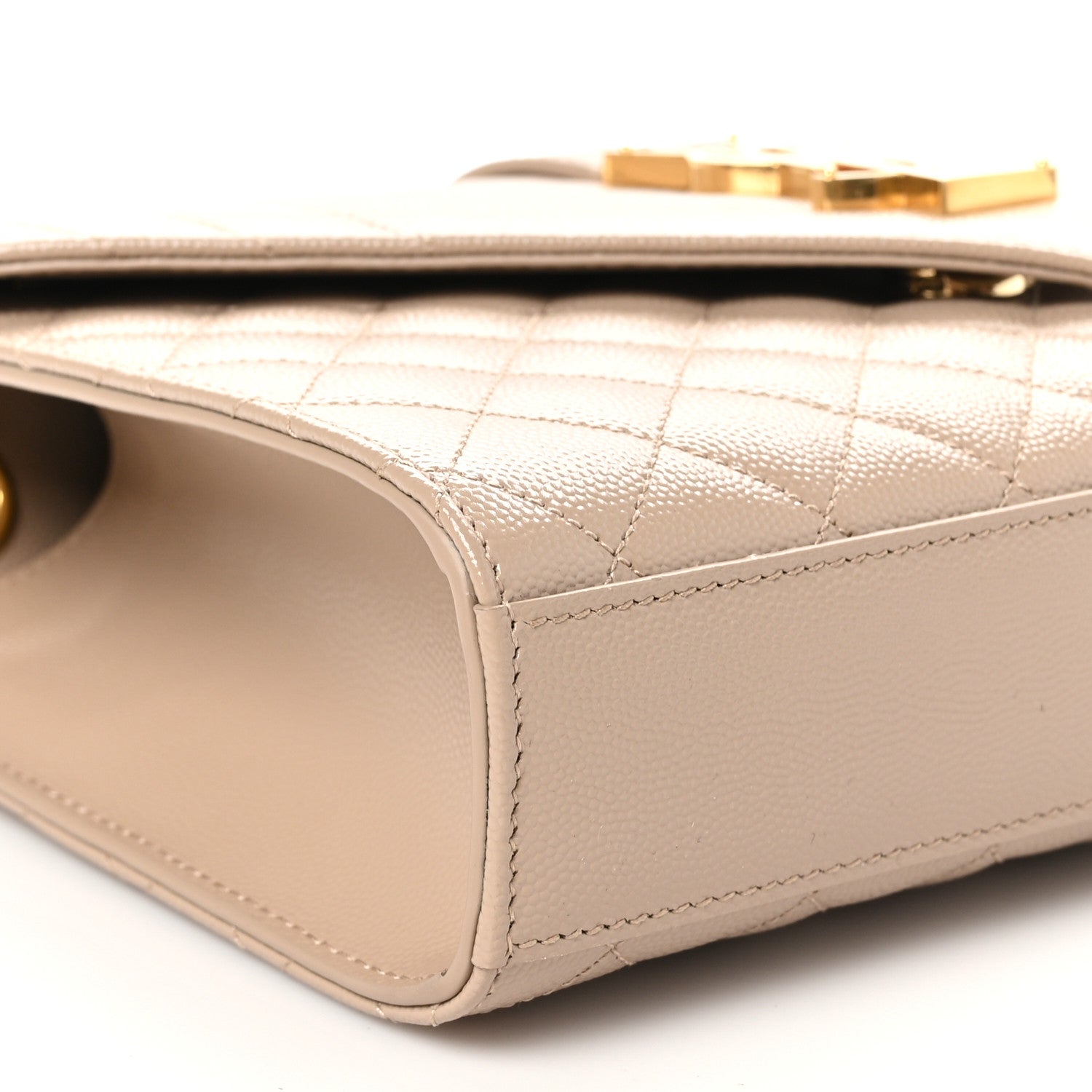 Saint Laurent Grain De Poudre Textured Mixed Matelasse Medium Triquilt Monogram Satchel Dark Beige 9 of 10