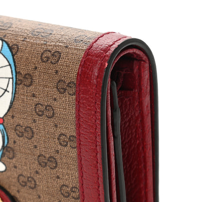 Gucci X DORAEMON Mini Vintage GG Supreme Monogram Card Case Wallet Beige Cherry Red 7 of 10