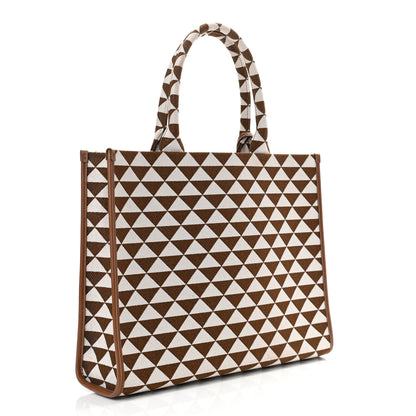 Prada Jacquard Saffiano Triangolo Symbole Embroidered Large Tote Tobacco Talco 2 of 10