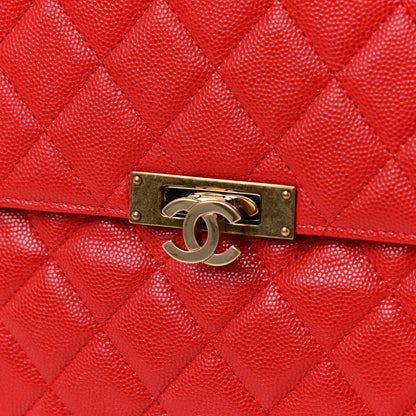 Chanel Caviar Quilted Large Golden Class Pouch Red 10 of 11
