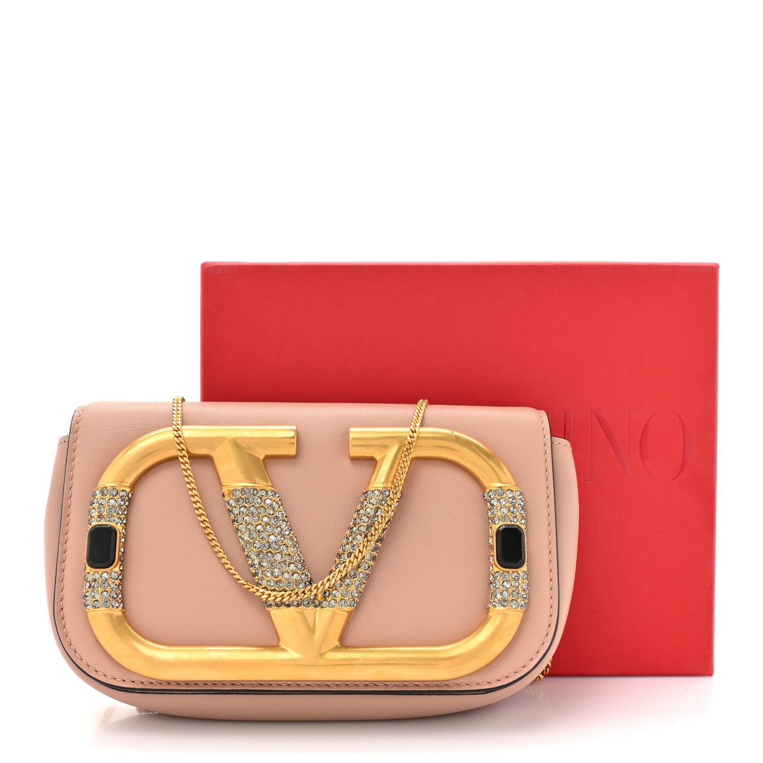 Valentino Garavani Calfskin Crystal Supervee Clutch Rose Cannelle 12 of 12