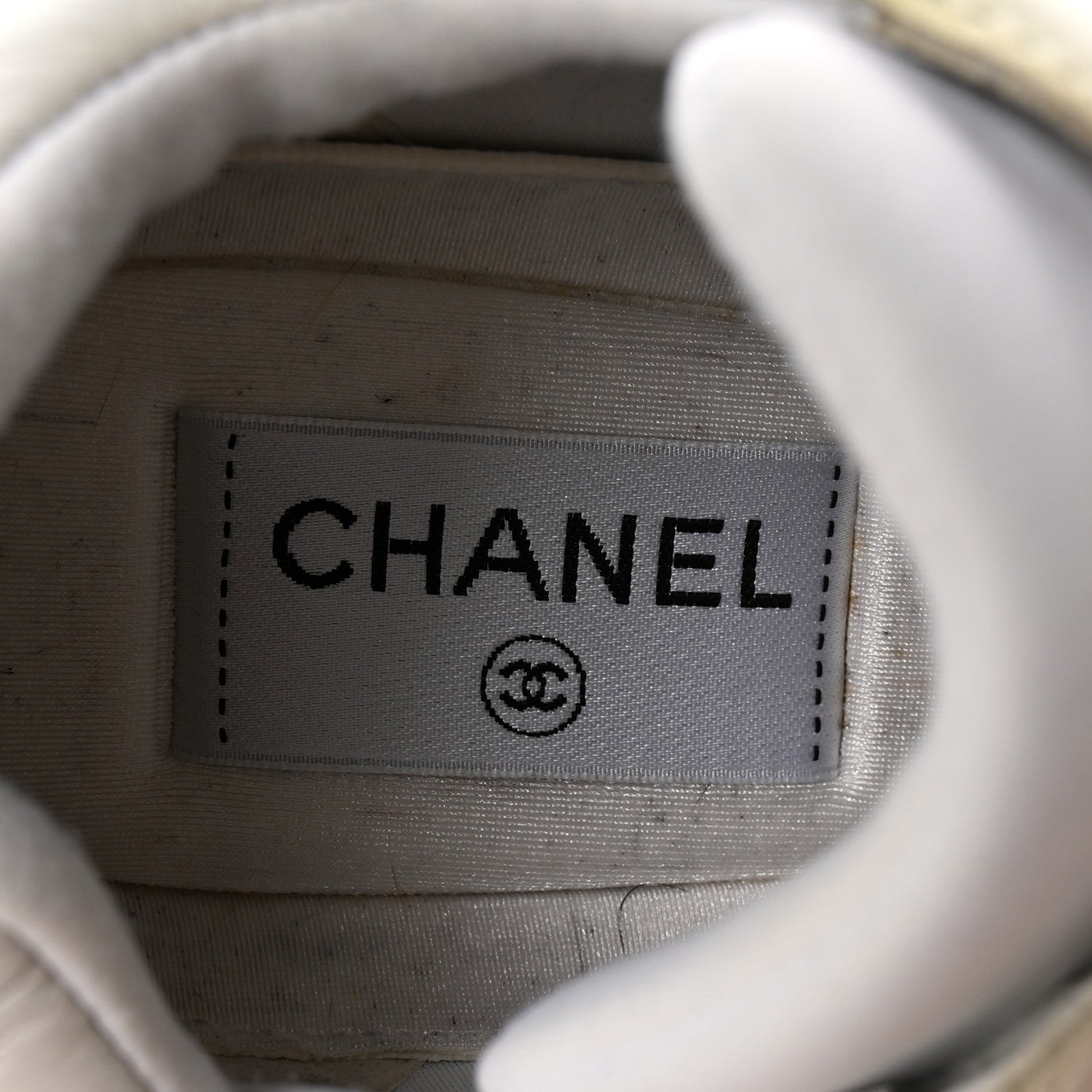 Chanel Suede Calfskin Fabric CC Sneakers 35 White 7 of 8