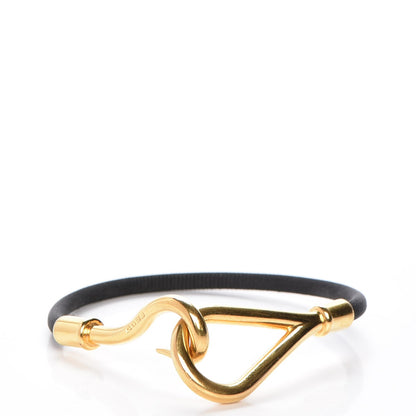 Hermes Leather Jumbo Hook Bracelet Black 1 of 5