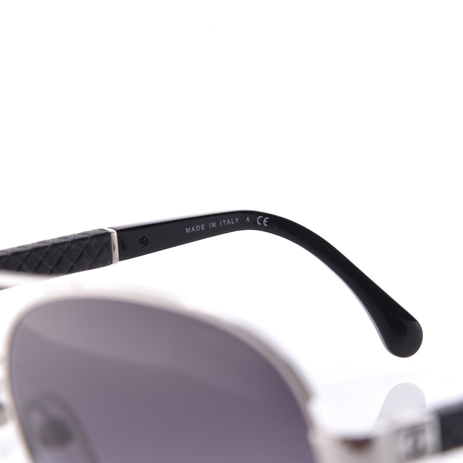 Chanel Lambskin Quilted CC Aviator Sunglasses 4195-Q Black 6 of 7