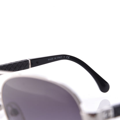 Chanel Lambskin Quilted CC Aviator Sunglasses 4195-Q Black 6 of 7