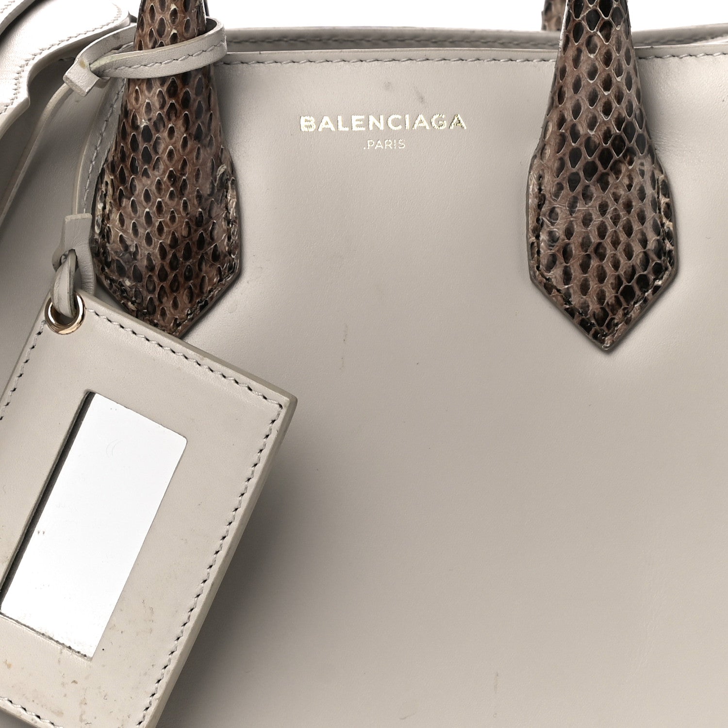 Balenciaga Calfskin Elaphe Snakeskin Mini Padlock All Afternoon Tote Gris Acier 8 of 12