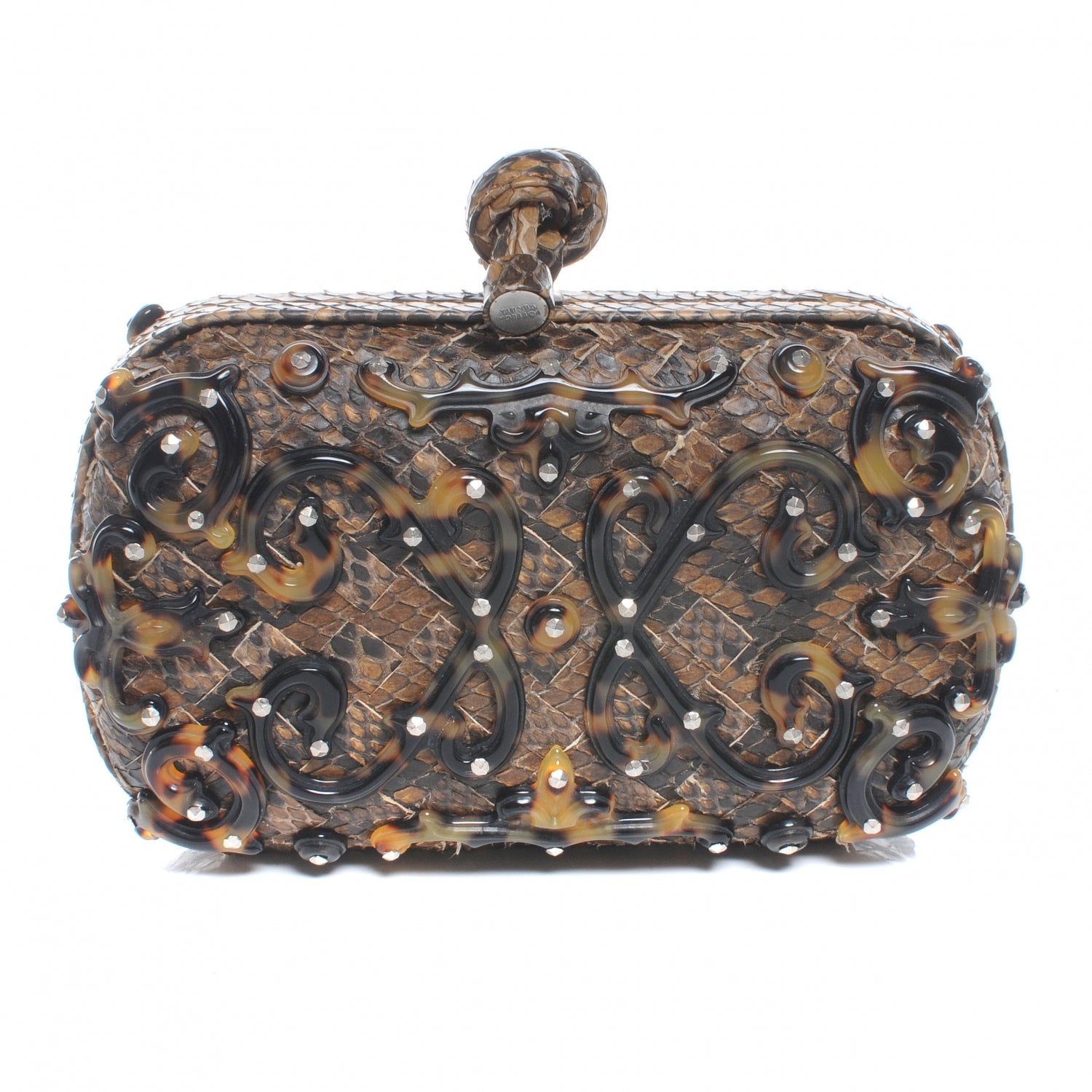 Bottega Veneta Python Tortoise Knot Clutch 1 of 6