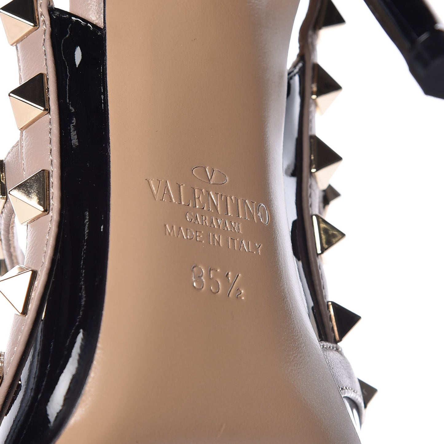 Patent Nappa Rockstud Ankle Strap 100mm Pumps 35.5 Black Poudre