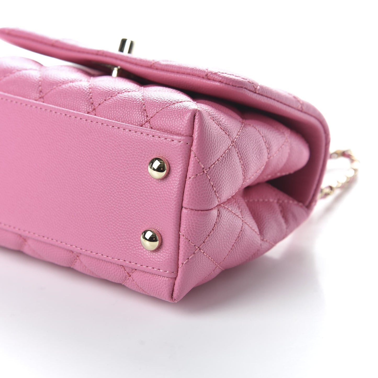 Caviar Quilted Lizard Embossed Extra Mini Coco Handle Flap Pink