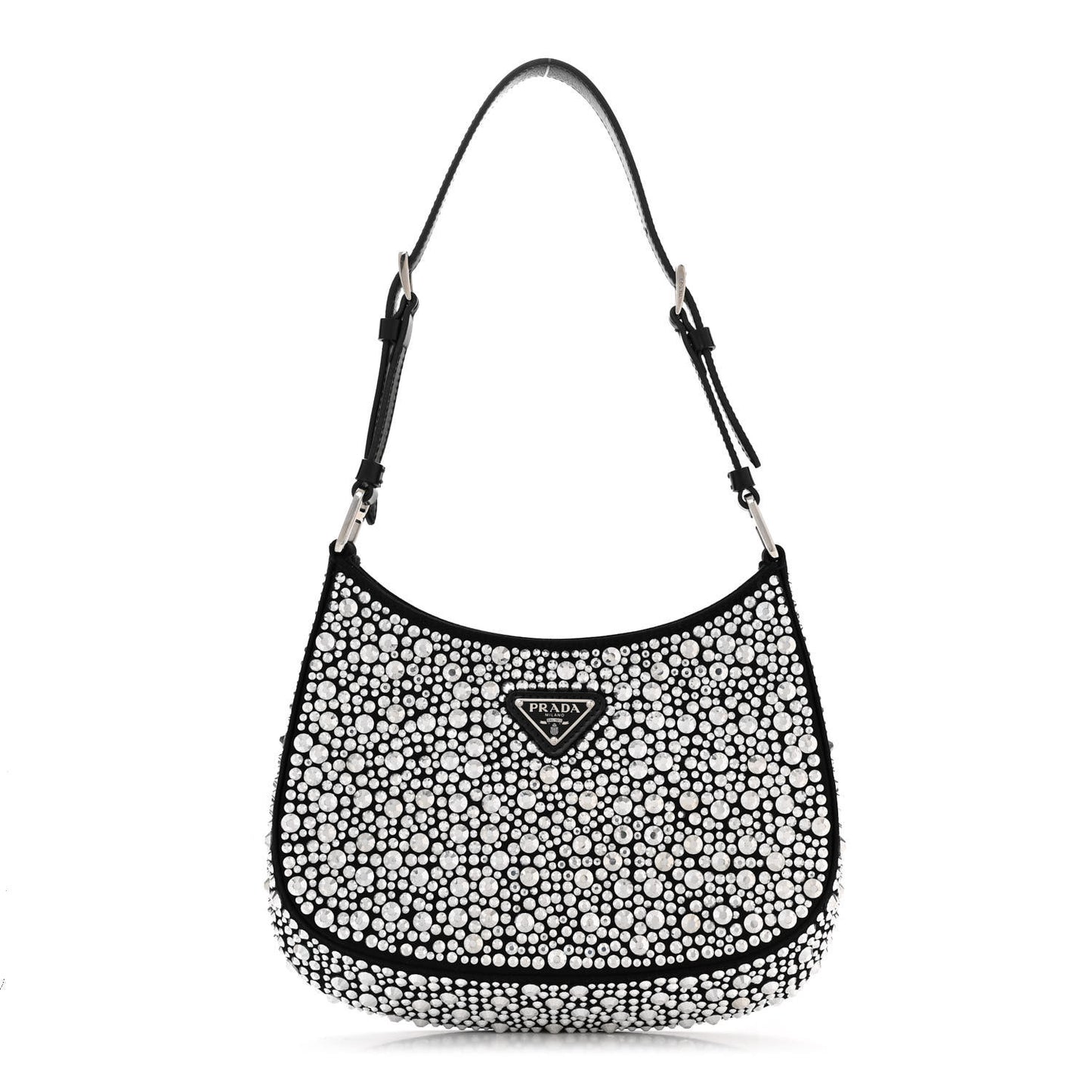 Satin Crystal Cleo Adjustable Strap Shoulder Bag Metal