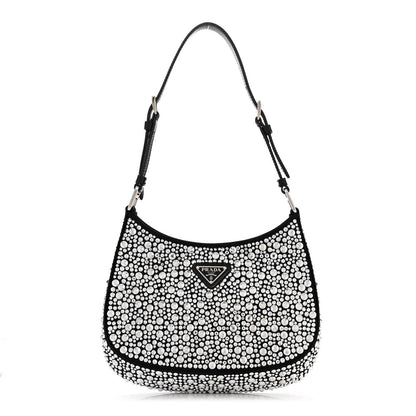 Prada Satin Crystal Cleo Adjustable Strap Shoulder Bag Metal 1 of 9