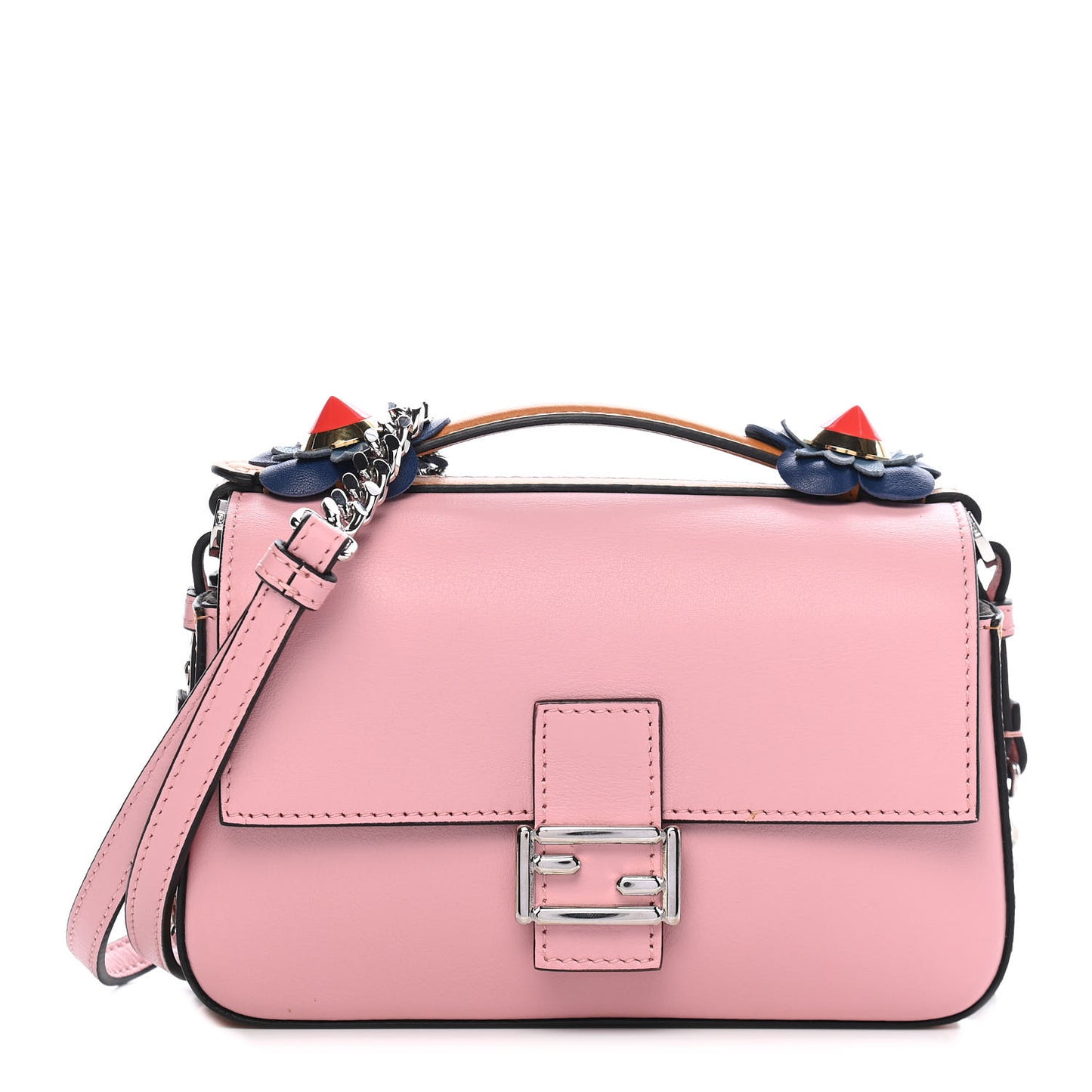 Vitello Dolce Nappa Flowerland Tri-Color Micro Double Baguette Blue Pink