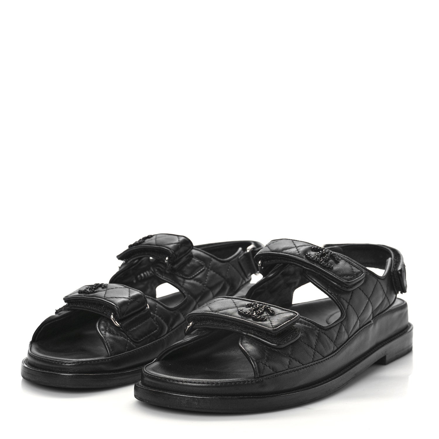 Chanel Lambskin Velcro Dad Sandals 40.5 Black 3 of 9