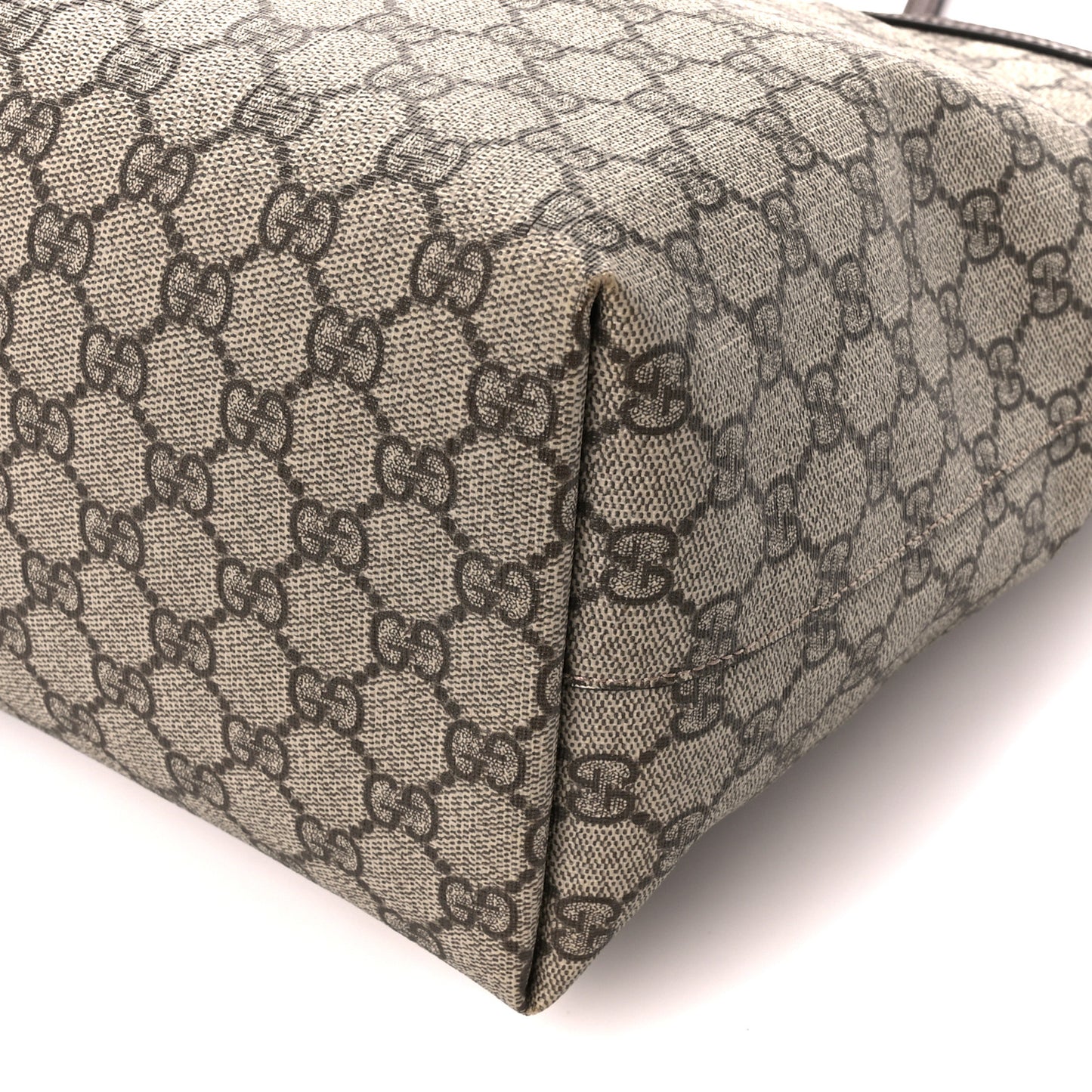 GG Supreme Monogram Textured Calfskin Web Medium Ophidia Shopping Tote Beige Ebony New Acero