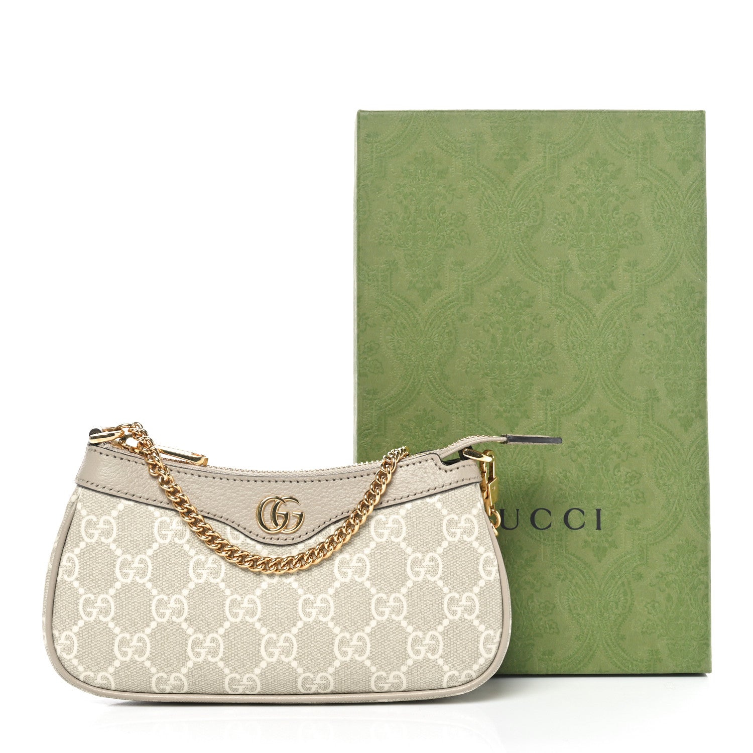 Gucci GG Supreme Monogram Textured Dollar Calfskin Web Mini Ophidia GG Handbag Beige Mystic White Oatmeal 5 of 10