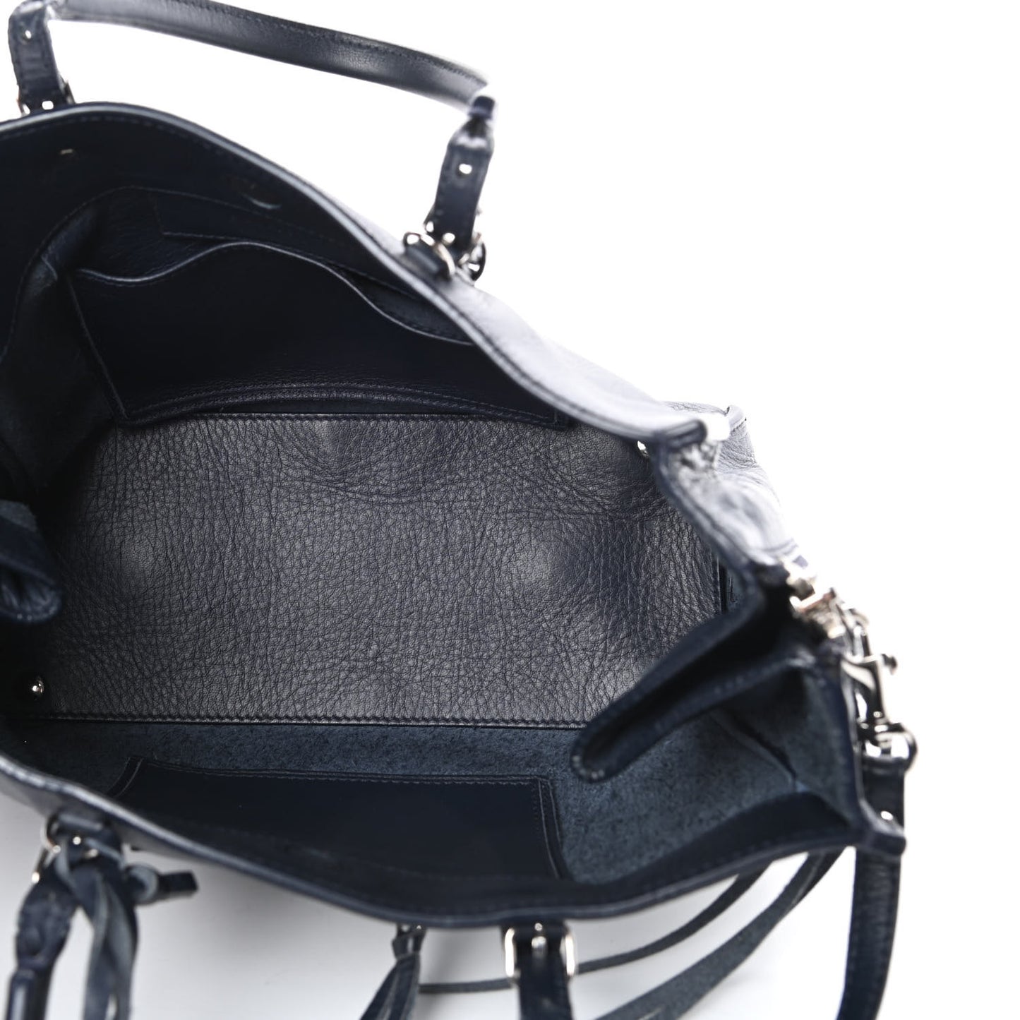 Veau Papier A6 Zip Around Tote Bleu Nuit