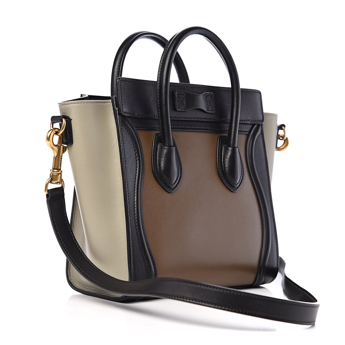 Satin Calfskin Nano Tri-Color Luggage Dark Grey