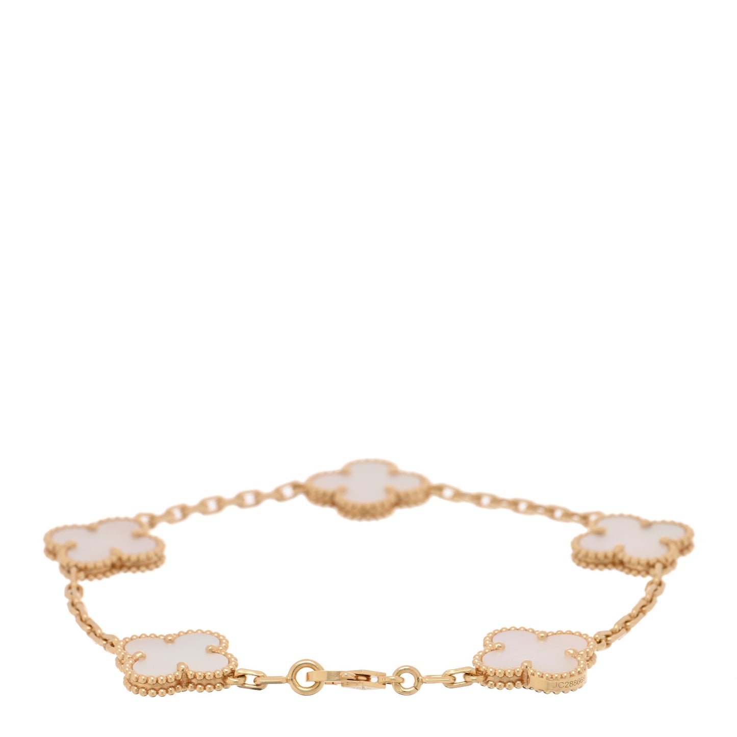 18K Yellow Gold Mother of Pearl 5 Motifs Vintage Alhambra Bracelet