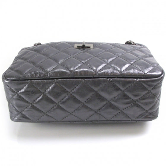 Chanel Metallic Aged Calfskin Quilted Medium Reissue Camera Case Dark Silver 4 of 10
