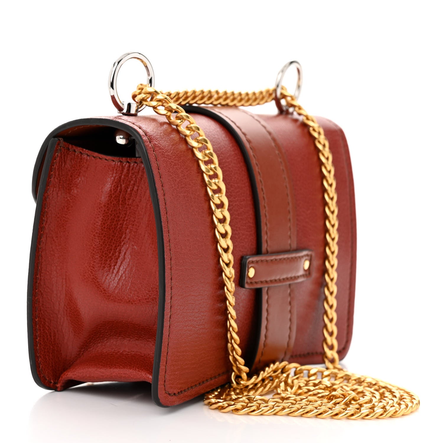 Chloe Shiny Goatskin Calfskin Mini Aby Chain Shoulder Bag Sepia Brown 3 of 12