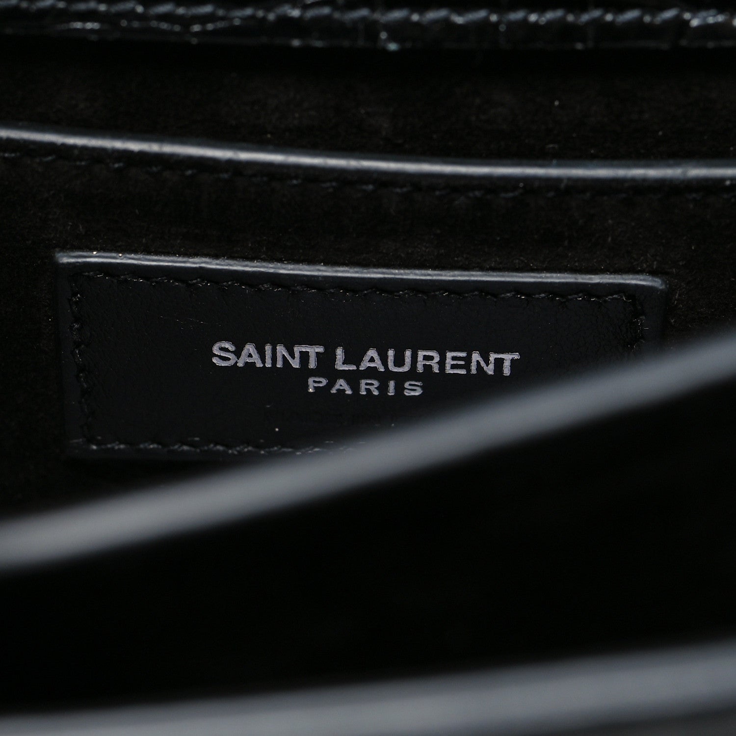 Saint Laurent Calfskin Crocodile Embossed Medium Monogram Sunset Black 7 of 11
