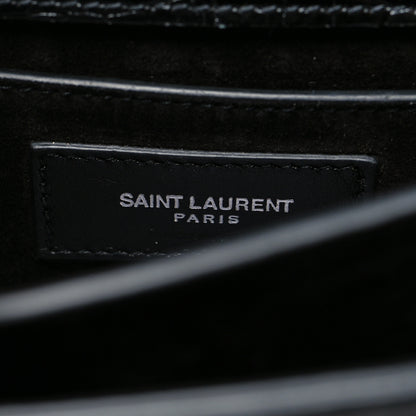Saint Laurent Calfskin Crocodile Embossed Medium Monogram Sunset Black 7 of 11