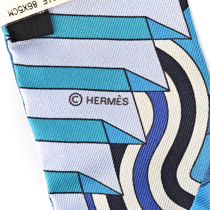Hermes Silk Ballet Aquatique Twilly Indigo Turquoise Ciel 4 of 5