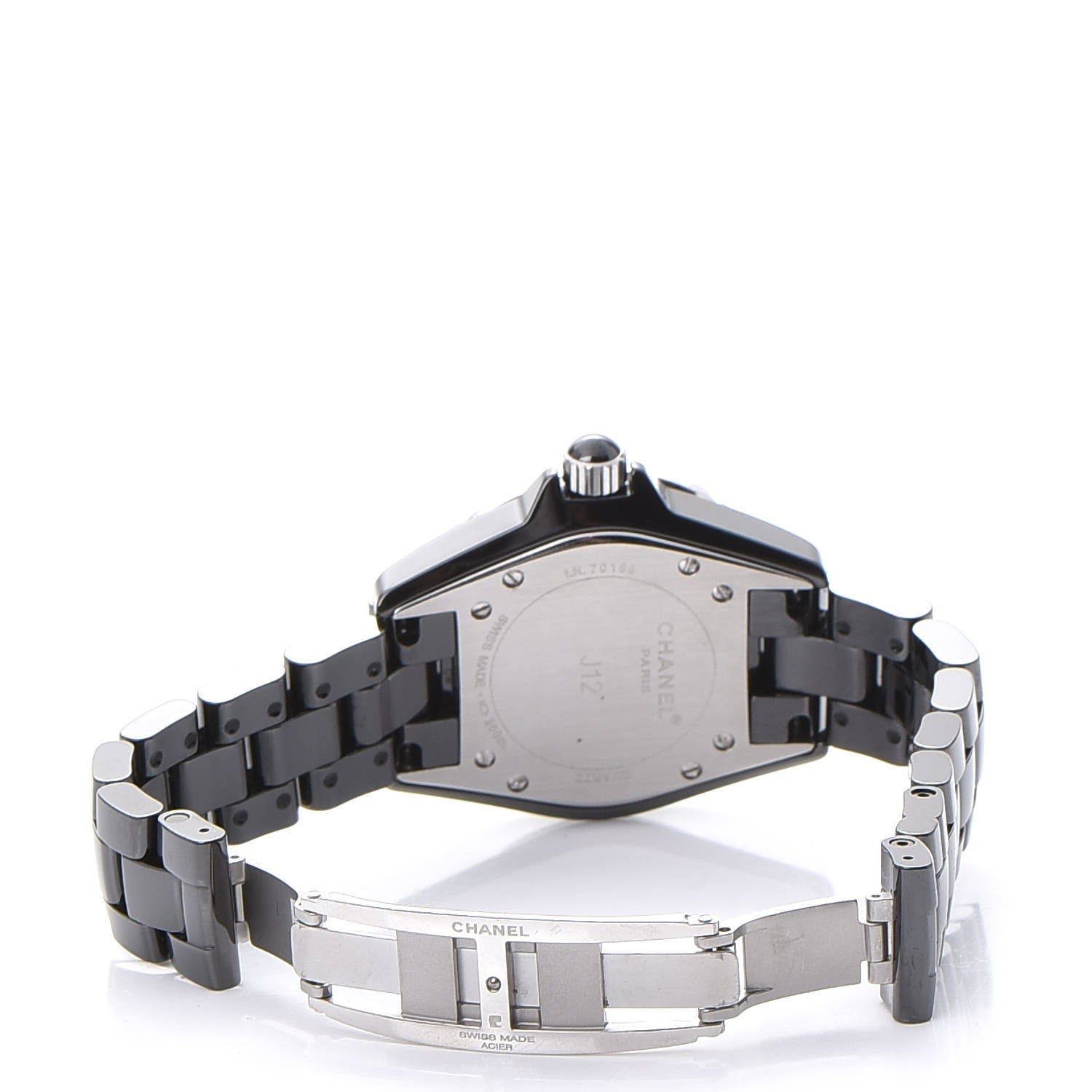 Chanel Stainless Steel Ceramic Diamond 33mm J12 Quartz Watch Black 5 of 9