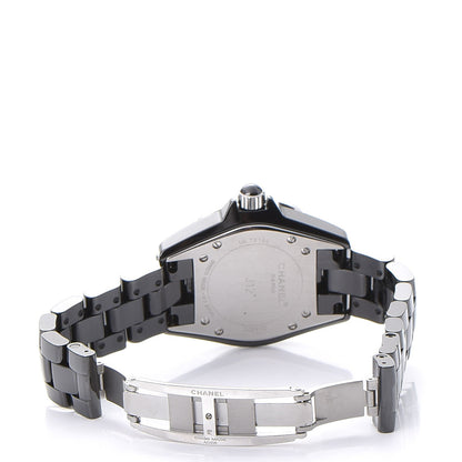 Chanel Stainless Steel Ceramic Diamond 33mm J12 Quartz Watch Black 5 of 9