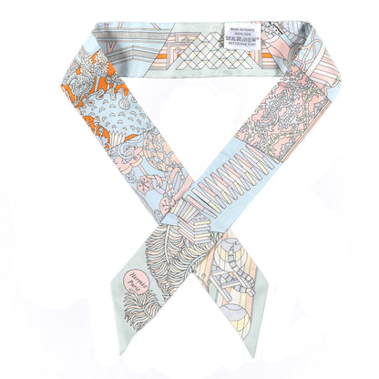 Hermes Silk De l'Ombrelle Aux Duels Twilly Ciel Rose Pale Orange 1 of 3