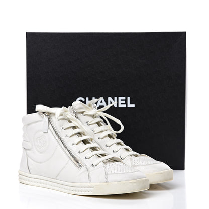 Chanel Calfskin Mens High Top CC Sneakers 43 White 14 of 14