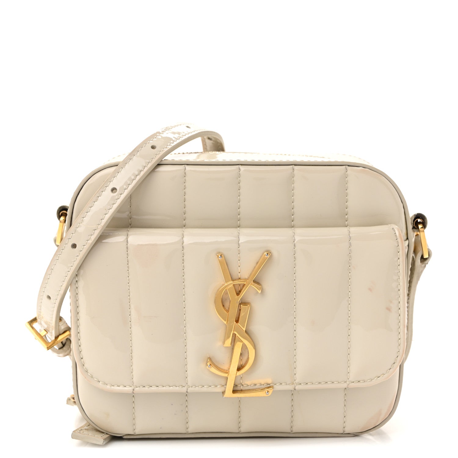 Saint Laurent Patent Matelasse Monogram Toy Vicky Camera Bag Off White 1 of 13