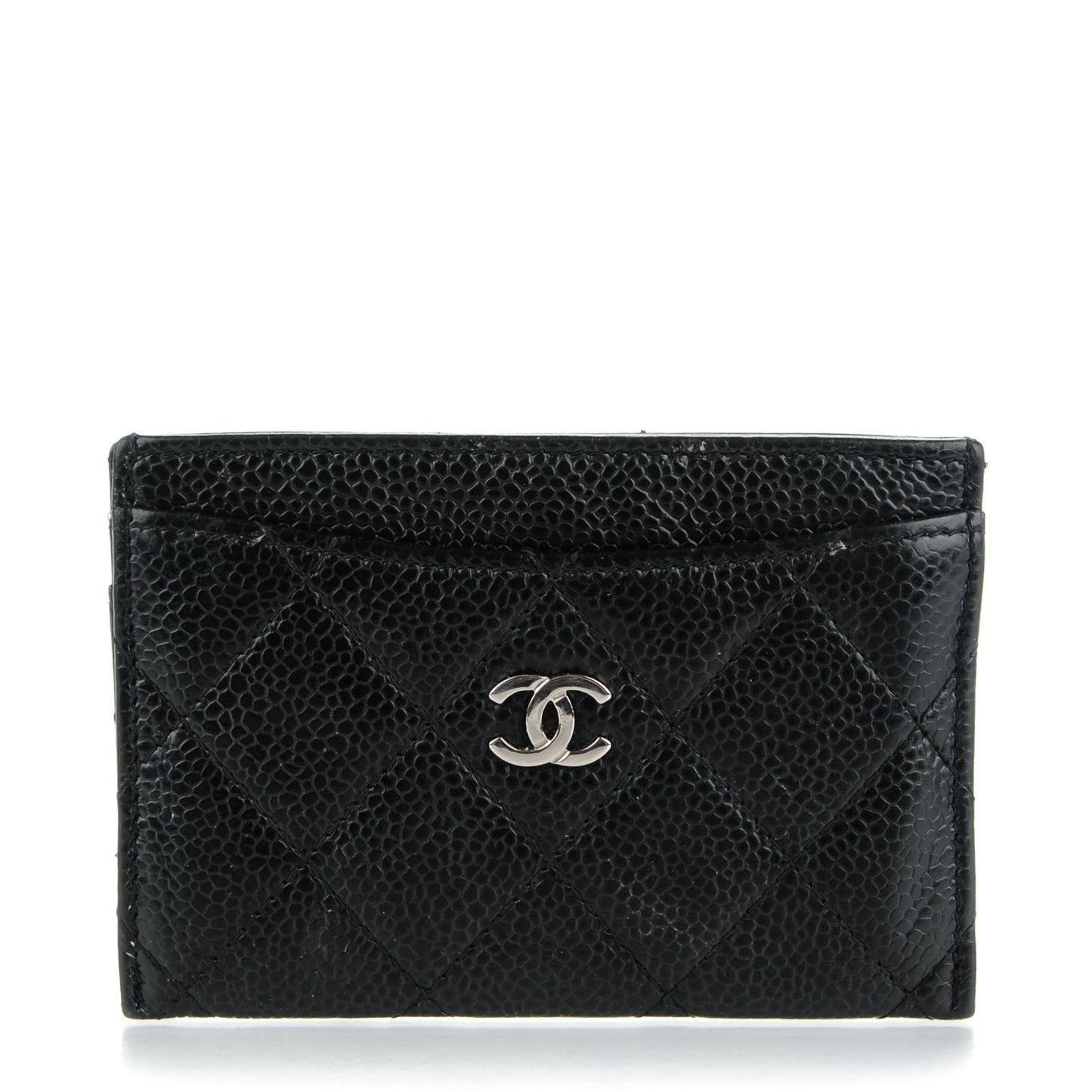 Caviar Quilted Card Holder Black