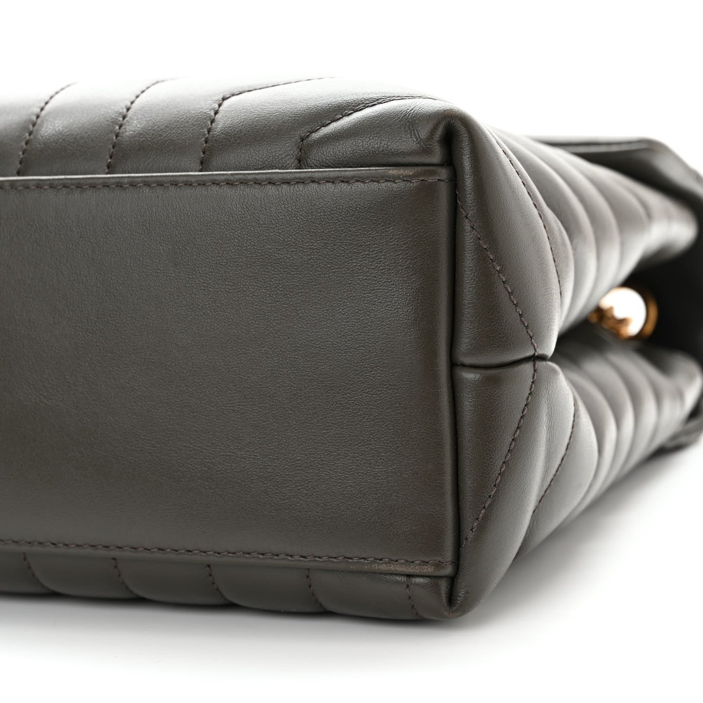 Calfskin Y Quilted Monogram Medium Loulou Chain Satchel Soil Brown